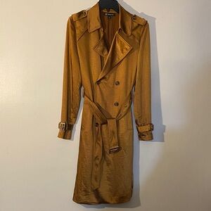 INC International Concepts Double-Breasted Trench Coat - Mustard